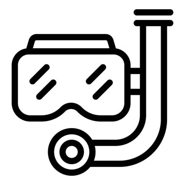 Su altı gözlüğü ikon ana hatları vektörü. Deniz şnorkeli. Yaz plajı eğlence aktivitesi