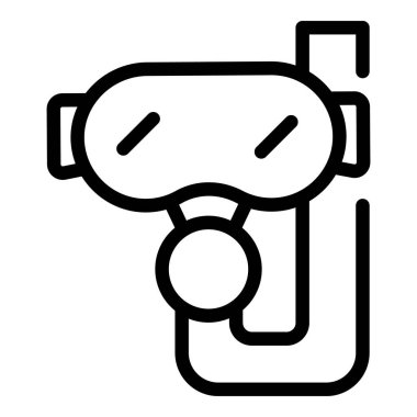 Tüplü dalış maskesi ana hatları vektörü. Su altı göz koruması. Su sporları ekipmanları