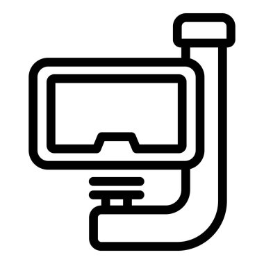 Su altı görüş ekipmanı ikonu ana hatları vektörü. Göz koruma maskesi. Deniz dalışı etkinliği