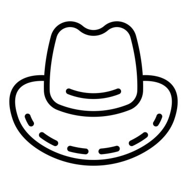 Kovboy başlığı ikonu ana hat vektörü. Eski erkek giysileri. Kırsal baş aksesuarı