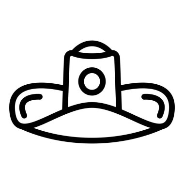 Buckaroo şapka simgesi ana hat vektörü. Batı başlığı. Kırsal Amerikan şapkası