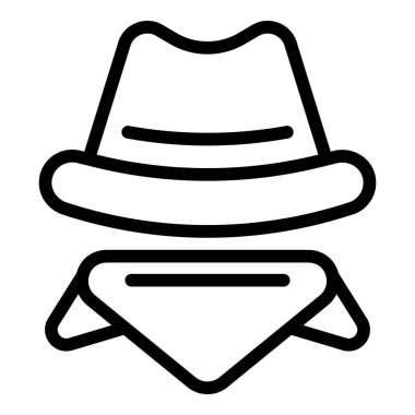 Eski moda kovboy şapkası ikonu ana hat vektörü. Korucu başlığı. Geleneksel kırsal başlık