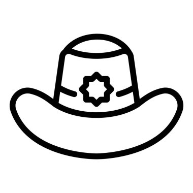 Cowboy sheriff hat icon outline vector. Western traditional headgear. American wide brimmed cap clipart