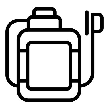 Böcek ilacı ikonu ana hatları vektörü. Hasat koruma ekipmanları. Bahçecilik hijyen spreyi.