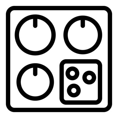 Manyetik tencere ikonu ana hatları vektörü. Modern fırın. Elektromanyetik enerji paneli