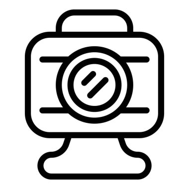 Video oyunu kamera simgesi ana hatlı vektör. Oyun çevrimiçi aygıtı. Dijital oyun ekipmanları