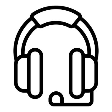 Oyun kulaklığı simgesi ana hat vektörü. Video oyun ekipmanları. Oyun oyuncusu kulaklıkları