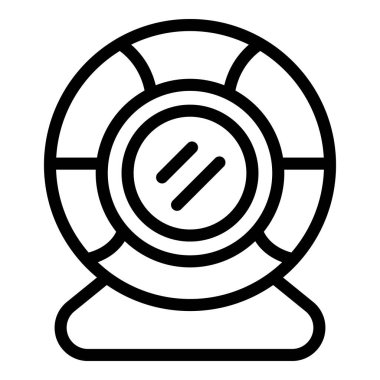 Web kamerası simgesi ana hatları vektörü oynanıyor. Dijital periferik. Video oyunu oynatma aksesuarı