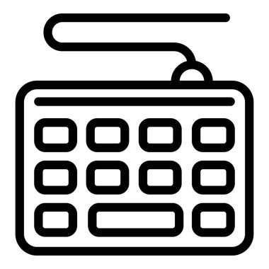 Klavye simgesi ana hatları vektörü oynanıyor. Bilgisayar çevresi. Video oyunu oynatma aksesuarı