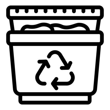 Çöp geri dönüşüm kutusu simgesi ana hatları vektörü. Sürdürülebilir çöp yönetimi. Uygun çöp koleksiyonu