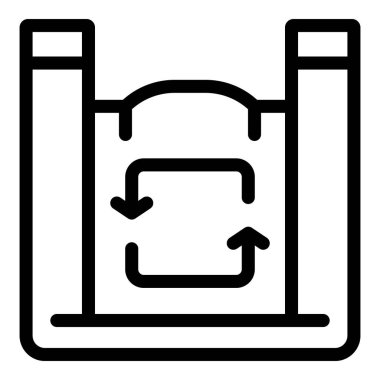 Bitki simgesi ana hatları vektörünün geri dönüşümü. Atık işleme merkezi. Çöp toplama parkı