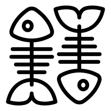 Balık kemik atığı ikonu ana hatları vektörü. Organik gıda atıkları. Mutfak çöplüğü.