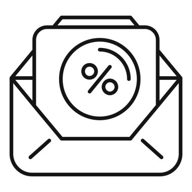 E- posta sadakat programı simgesi ana hatları vektörü. Mağaza ödemesi. Perakende tanıtım mağazası