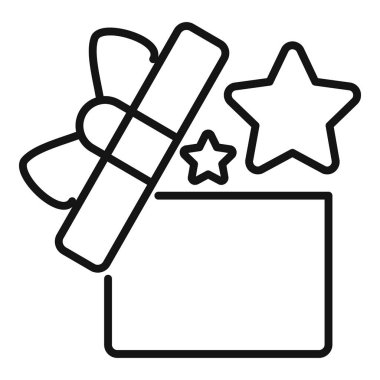 Hediye sadakati kutu simgesi ana hat vektörünü aç. Favori bakım tanıtımı. Çevrimiçi kod