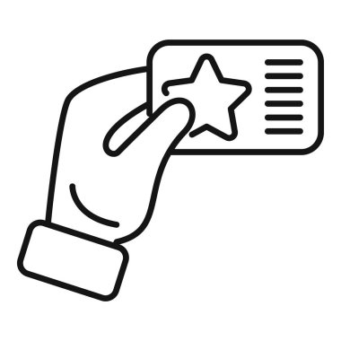 Kart sadakat programı, el simgesi ana hatları vektörü. Dikkat et VIP. İş pazarlaması