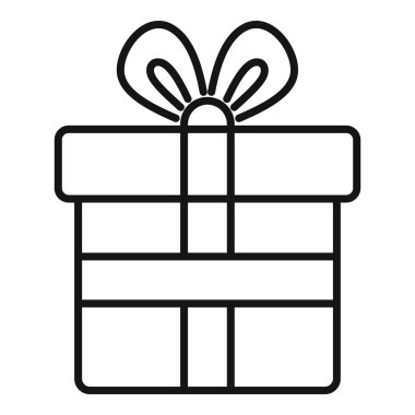 Hediye kutusu sadakat ikonu ana hat vektörü. Servis bonus kodu. İndirim dönüşümü