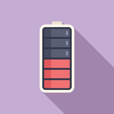 Adım şekilli cihaz batarya ikonu düz vektörü. Elektro gösterge. Aygıt wattı