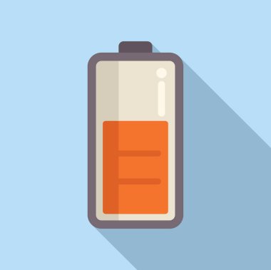 Elektrik şarj ikonu düz vektörü. Hücre kapasitesi. Kaydı şarj et