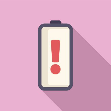 Boş alkalin pil simgesi düz vektör. Şarj işlemi. Volt göstergesi