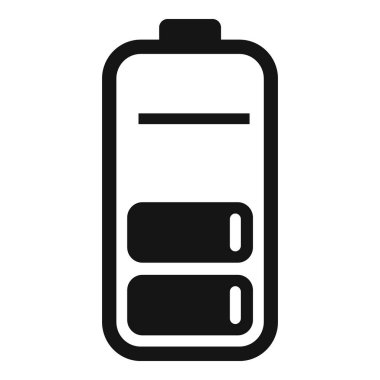 Yarım pil şarj simgesi basit vektör. Güç azaldı. Tam seviye kaydet