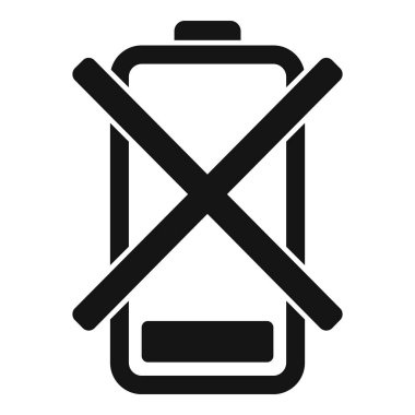 Şarj edilmiş pil simgesi yok basit vektör. Cep telefonu göstergesi. Kırık öge