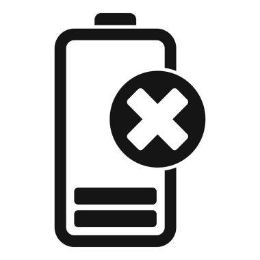 Elektro şarj pil simgesi basit vektör. Kırık element. Seviye artı zaman