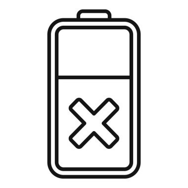 Yarım pil ikon ana hat vektörünü şarj etmez. Asit gücü. Enerji durumu göstergesi