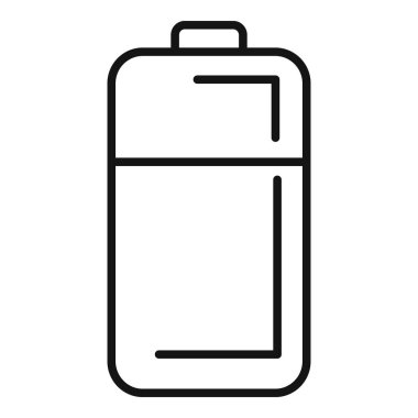 Yarım banka batarya ikonu taslak vektörü. Düşük elektrikli mobil. Yeniden yükleme durumu