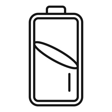 Banka batarya ikonu ana hatları vektörü. Elektrik göstergesi yarım enerji. Durum yeniden doldur