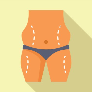 Liposuction vücut cerrahisi ikonu düz vektör. İlaç selüliti. Sağlık ameliyatı