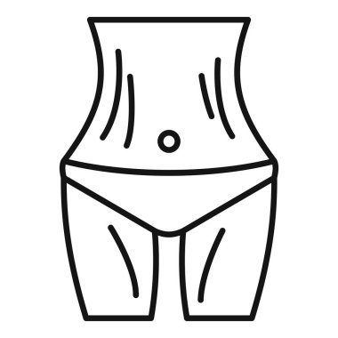 Slim fit vücut ikonu ana hatları vektörü. Kozmetik abdominal yağ aldırma. Sağlıklı şekil
