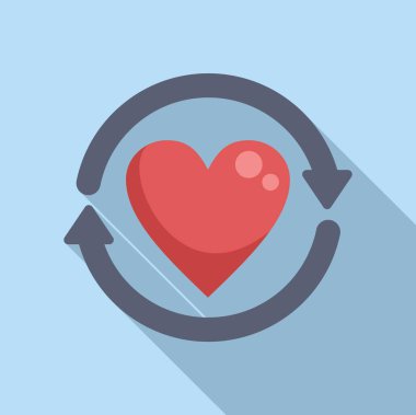 Sosyal sorumluluk aşk ikonu düz vektör. Bakım dayanışması. Umut desteği