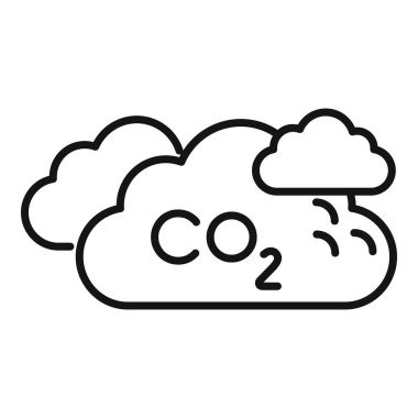 CO2 bulutları ikon ana hatları vektörü. Sis azaltma. Gaz egzoz dioksit