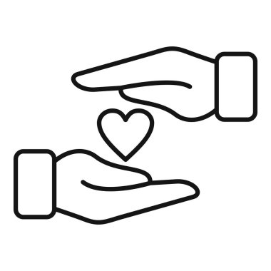 Eller kalp ikonu ana hatlarını belirler. Aşk desteği. Yardım kampanyası