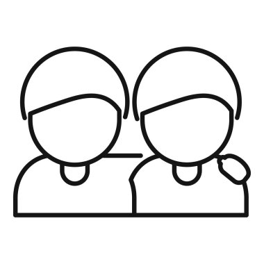 Arkadaşlar grup ikon ana hatları vektörünü destekler. Sosyal takım. Yardım şekli