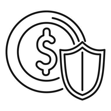 Teminatlı teminat para ikonu ana hat vektörü. Vergi borcu. Kişisel borç veren.