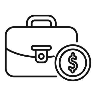 Teminat çanta desteği ikon ana hatları vektörü. Borç para. Vergi yardımı