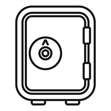 Para kasası ikonu ana hatları vektörü. Finans kredisi. Banka desteği sağlandı