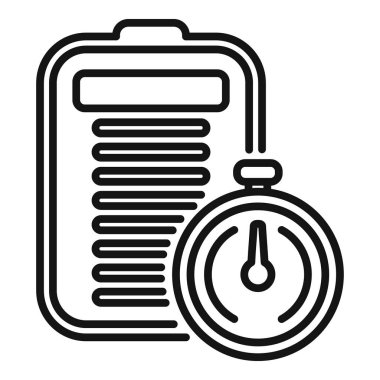 Kronometre kronometre simge ana hatları vektörü. Fazla mesai kavramı. Gündem çizelgesi