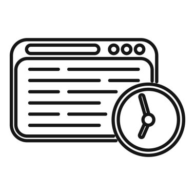 Web sitesi çalışma süresi simgesi ana hatları vektörü. Dijital saat. Sabit uzunluk