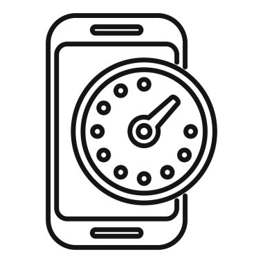 Akıllı telefon zaman tutucu ikon ana hatları vektörü. Tasarım kavramı. Sabit kredi süresi