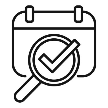 Süre takvimi simgesi ana hatları vektörü. Onaylanmış bir olay. Element fazla mesaisi