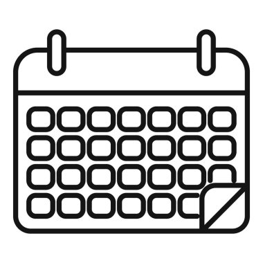 Ajanda takvimi olay simgesi ana hatları vektörü. Eğitim şekli. Olay uzunluğu