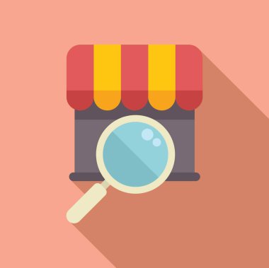 Arama atölyesi büyüteç düz vektörü. Çevrimiçi yer belirleme uygulaması. Ticari düğme