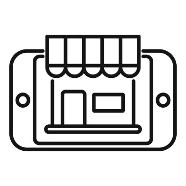 Mobil depolama yer bulucu çevrimiçi simge taslağı vektörü. Coğrafi işaretçi. Konum işareti