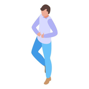 Tek bacağı havada, gündelik kıyafetler giymiş genç bir adamın tuhaf manzarası.