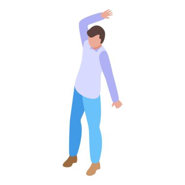 Sıradan giyinmiş bir adamın kollarını başının üstüne gerdiği itici bir manzara.