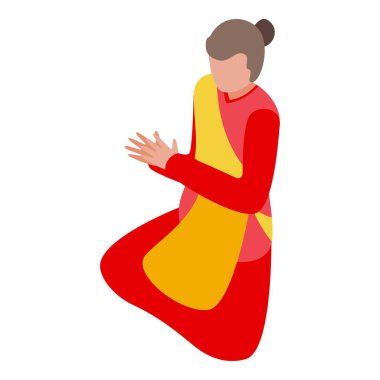 Renkli vektör sanatı huzurlu bir şekilde meditasyon yapan sakin bir kadını tasvir ediyor.