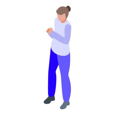 İzometrik bir kadının beyaz bir arka planda rastgele duruşu ve çapraz kolları olan dijital bir çizimi.