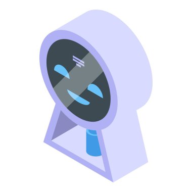 Telekomünikasyon teknolojisi ve iletişim endüstrisi kavramının fütüristik uzay arka planında mor ve mavi renkte izometrik uydu çizimi